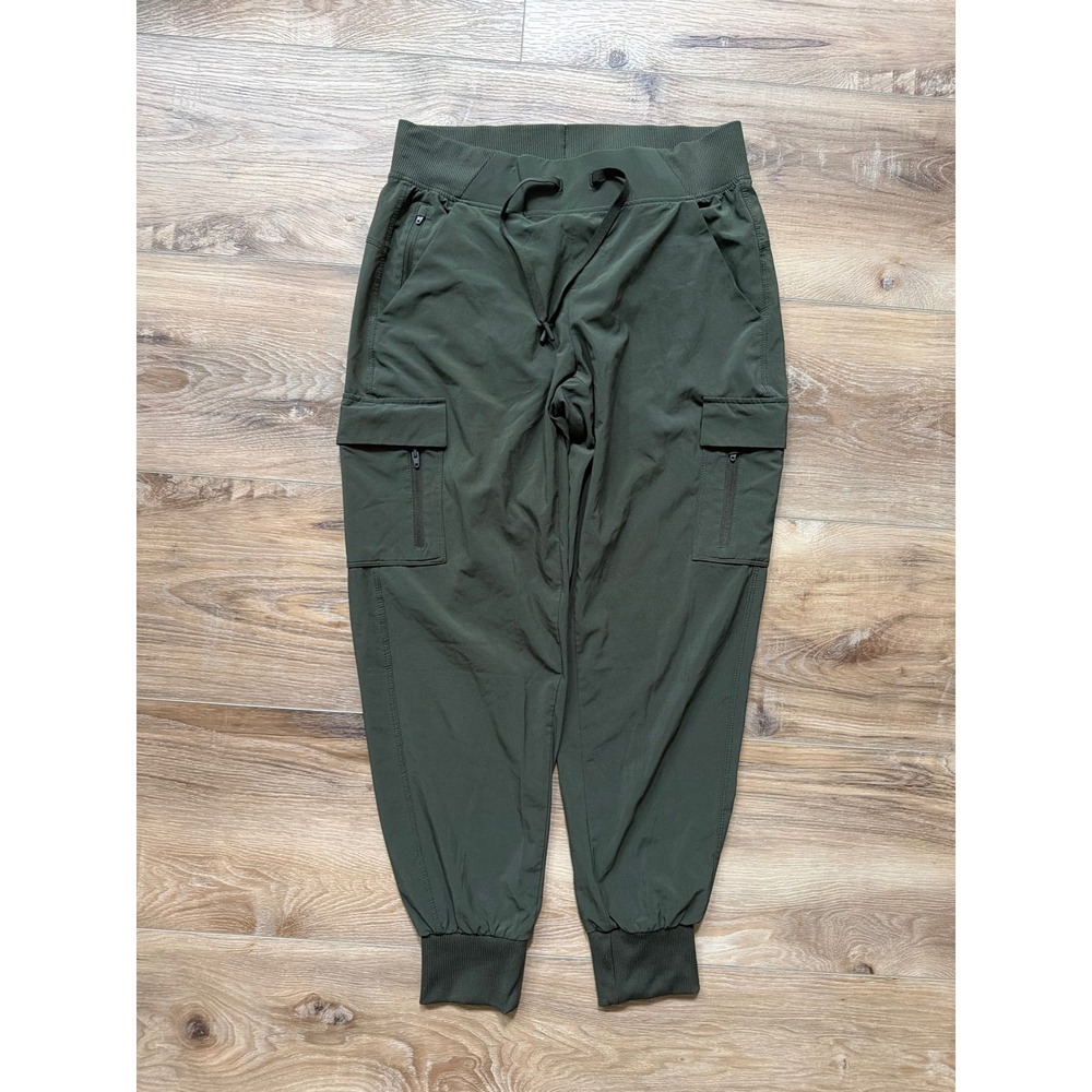 Cargo Joggers Women's Size S Olive Green Utility Pants High Rise Stretch Pull On
